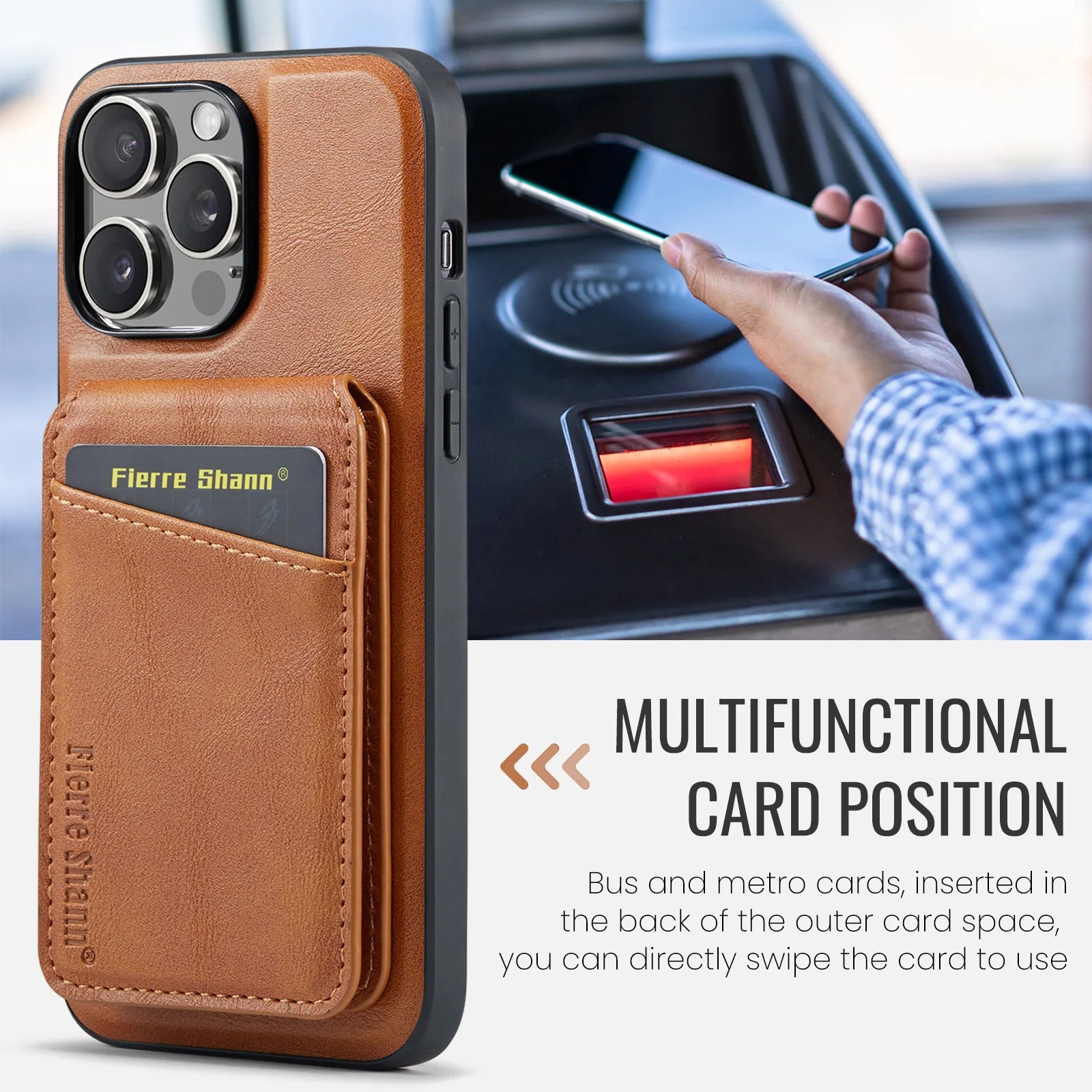 Leather for Magsafe Phone Case for iPhone 16 15 Pro Max 14 Plus Bracket Magnetic Back Cover with Card Holder