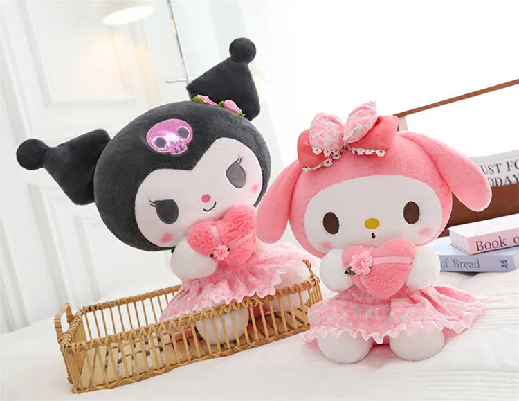 Kawaii Hello Kitty Plush Toy Cute Filled Doll for Kids Birthday Gift Lovely My Melody Kuromi Floral Stuffed Animal Soft Large