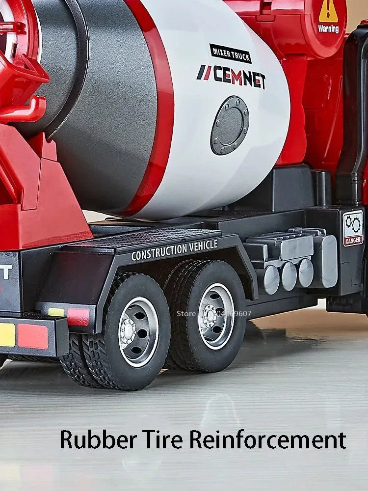 1:24 Pneumatic Garbage Car Electric Mixer Truck Toy Model Alloy Diecast Sound Light Engineering Vehicle Desktop Ornaments