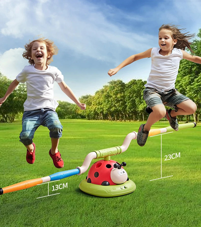 3 in 1 Ladybug Multifunction Exercise Machine Kids Jump Toss Toys Rocket Launcher Rope Sports Game Outdoor Educational Toy Gifts