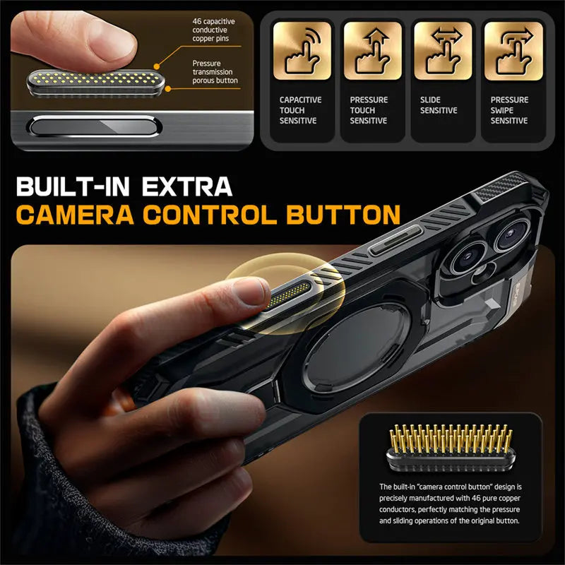 For iPhone 16 Plus Case with Camera Control Capture Button UB Grip Heavy Duty Rugged  Phone Case with Stand