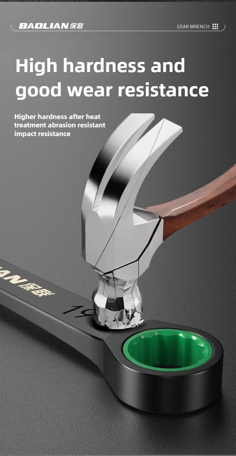 Dual Directional Fast Plum Blossom Ratchet Wrench, Industrial Grade Automatic Small Opening Dual-use Wrench Tool