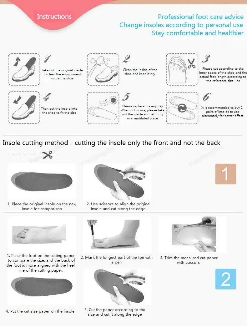 1Pair Orthopedic Insoles for Feet Plantar Fasciitis Arch Support Shoes Insole Shock-absorbing Shoe pads