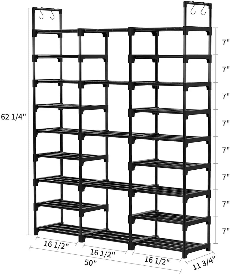 Assemble Standing Shoe Rack 3 Rows 23 Tiers Boots Storage Organizer Shelf Household Kitchen Holder Simple Metal Sneakers Cabinet