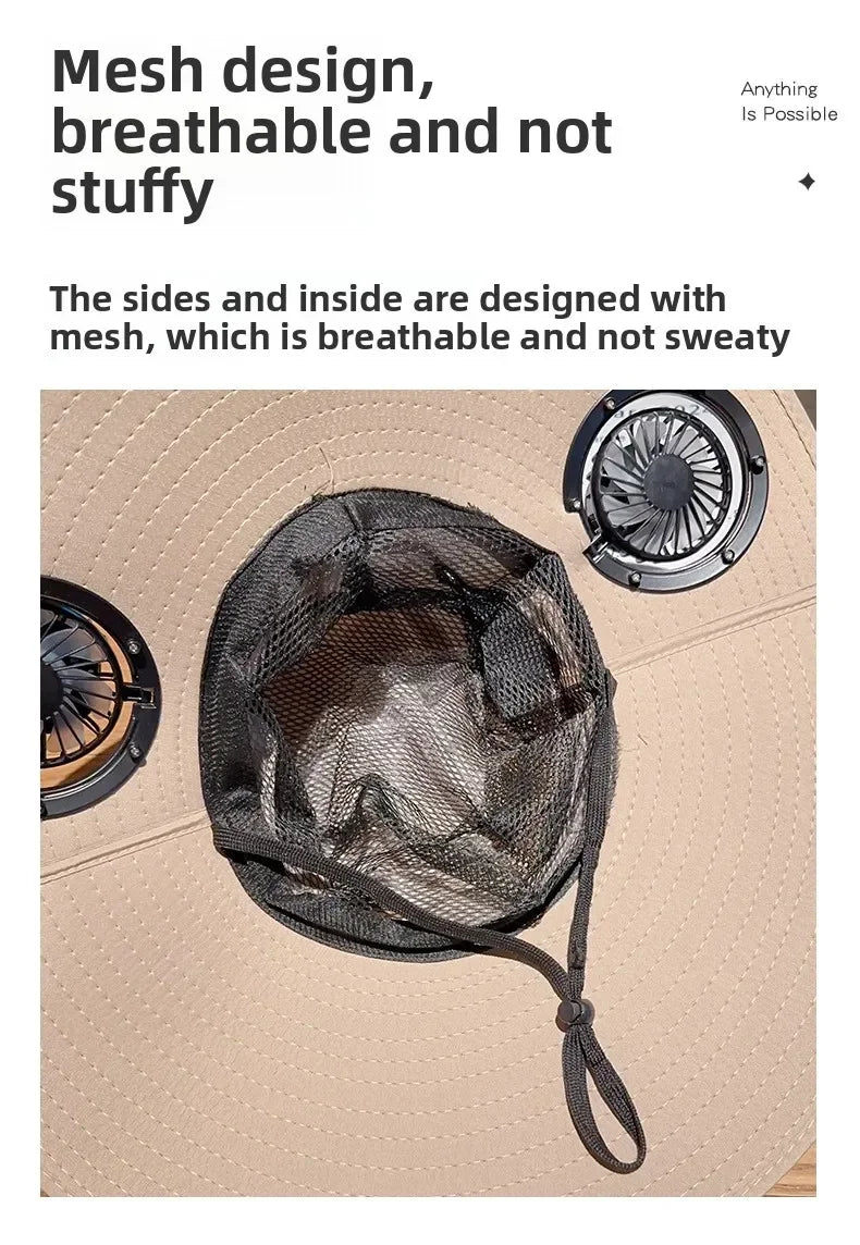 USB Cooling Fan Baseball Cap With Adjustable Fan