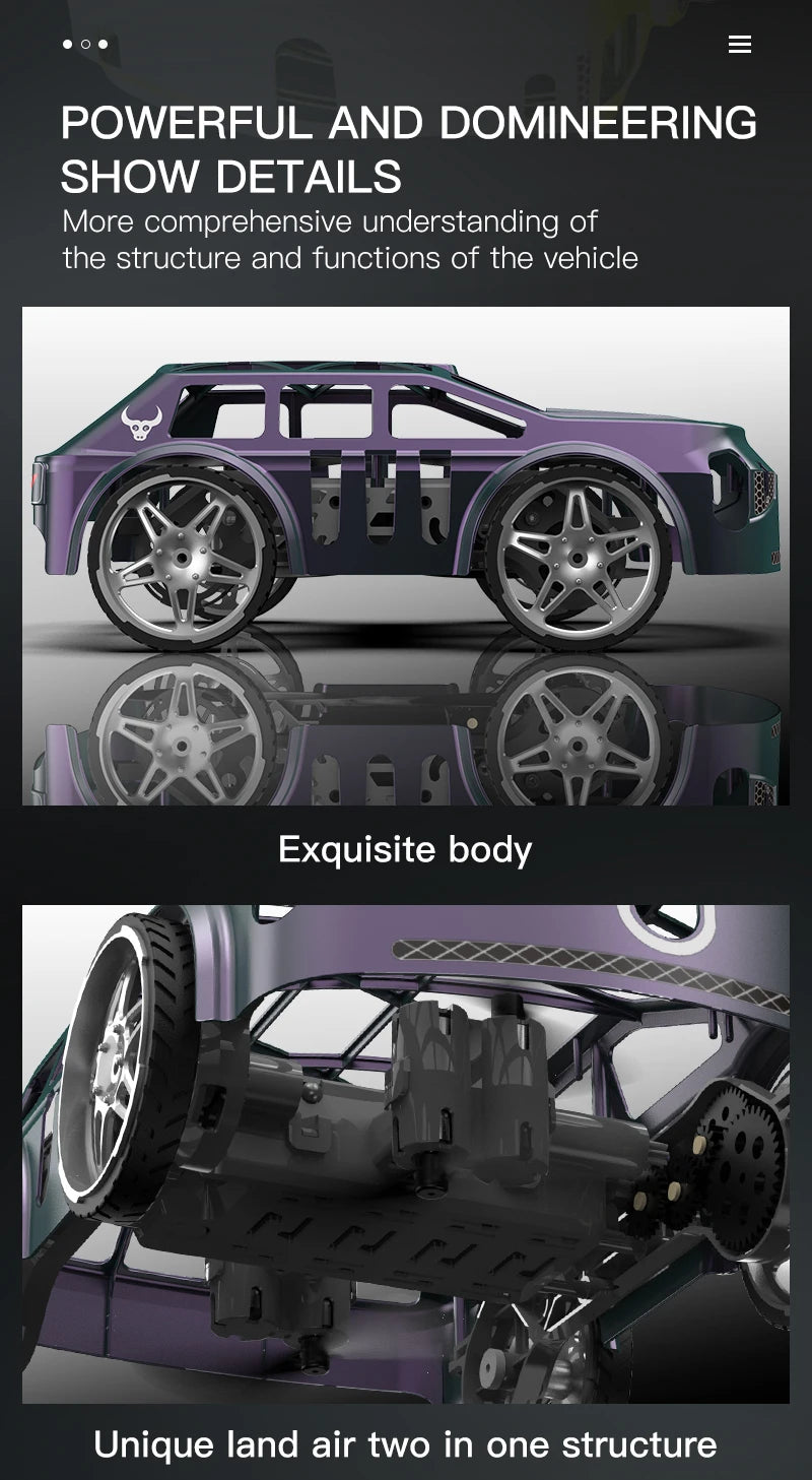 PRO RC Car 2-In-1 Air-Ground Flying 2.4GHz RC Quadcopter Headless Mode With Electric Aerial Vehicle Mini Dron Toys