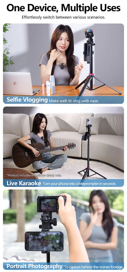 Quick-Release Tripod for Camera Smartphone Fill Light Max1.85m Tripod Selfie with Remote Control