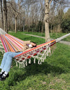 286*140cm Hammock Large Brazilian Macrame Fringe Double Deluxe Hammock Swing 2 Person Net Chair Outdoor Hanging Hammock Swings