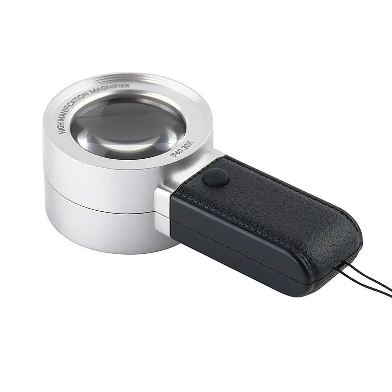 30X LED UV Magnifying Glass Handheld Loupe Dual Lens