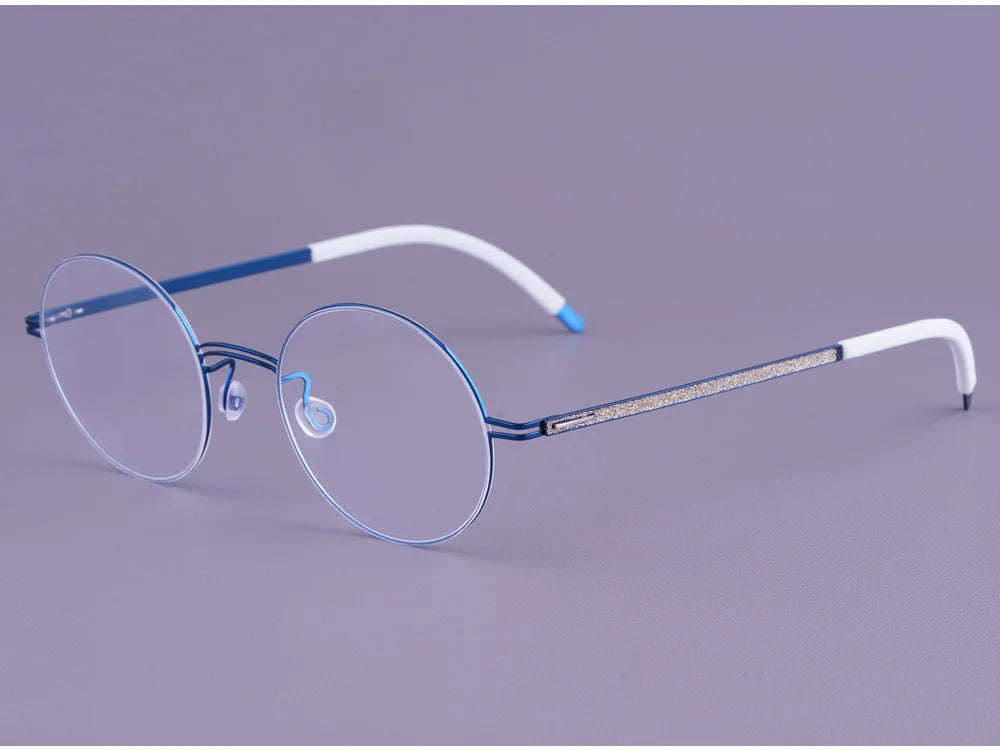 Round Screwless Pure Titanium Eyeglasses Frame