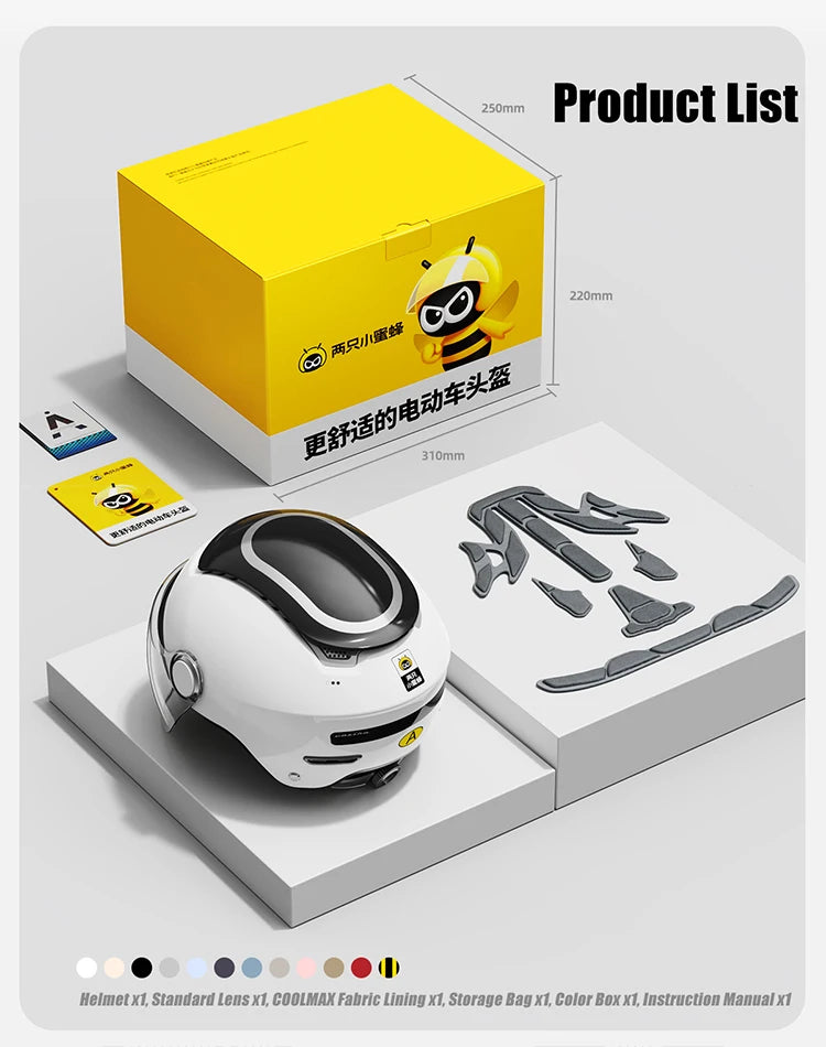 Open Face Electric Bike Helmet With Dual Visor