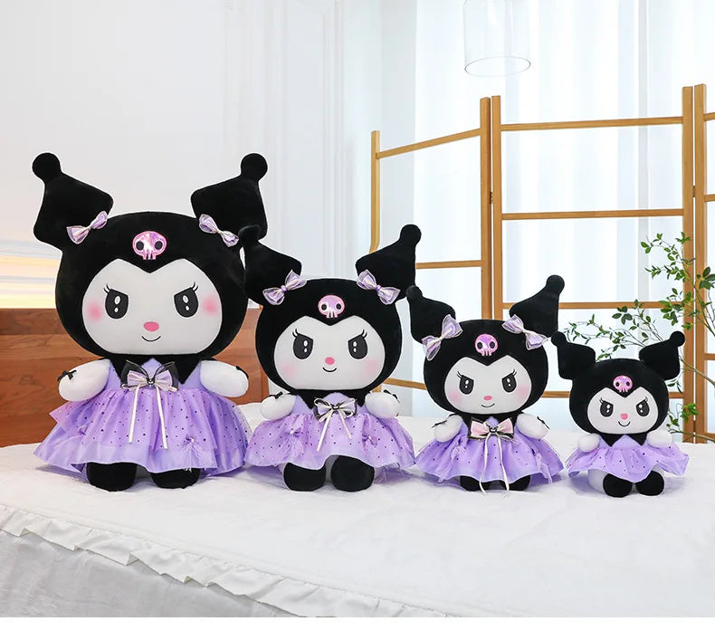 70cm Sanrio Kawaii Kuromi Plush Toy in Princess Tulle Skirt Melody Stuffed Doll Kids Birthday Xmas Gift Cute Pillow for Children
