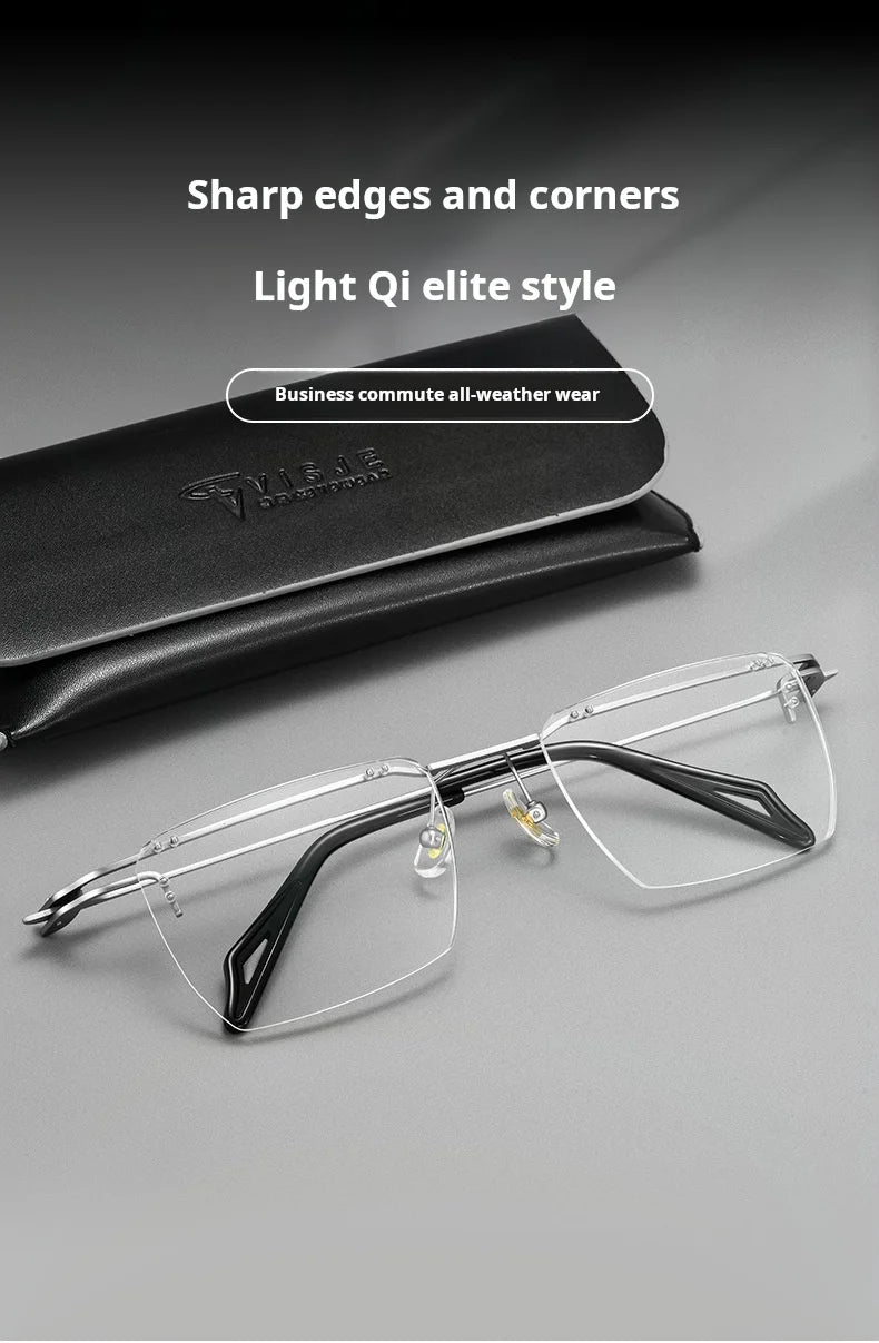 Mens Lightweight Titanium Rimless Square Eyeglasses Frames
