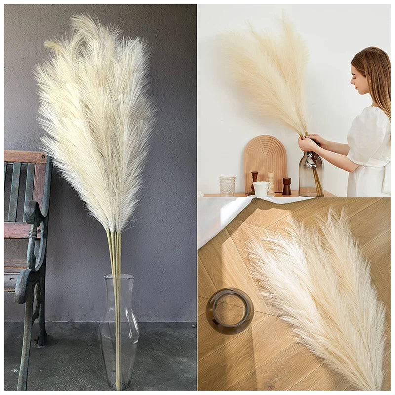 100cm Artificial Pampas Grass Fluffy Fake Reed Flowers 1pc Home Bedroom Party Decoration Wedding Decor Accessories Faux Flowers