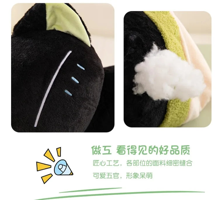 Cute Black Cat Plush Toy Soft Stuffed Sleeping Pillow