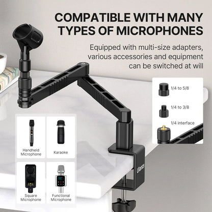 Low Level Microphone Stand 360° Adjustable Foldable Microphone Arm for Live-streaming Video Recording