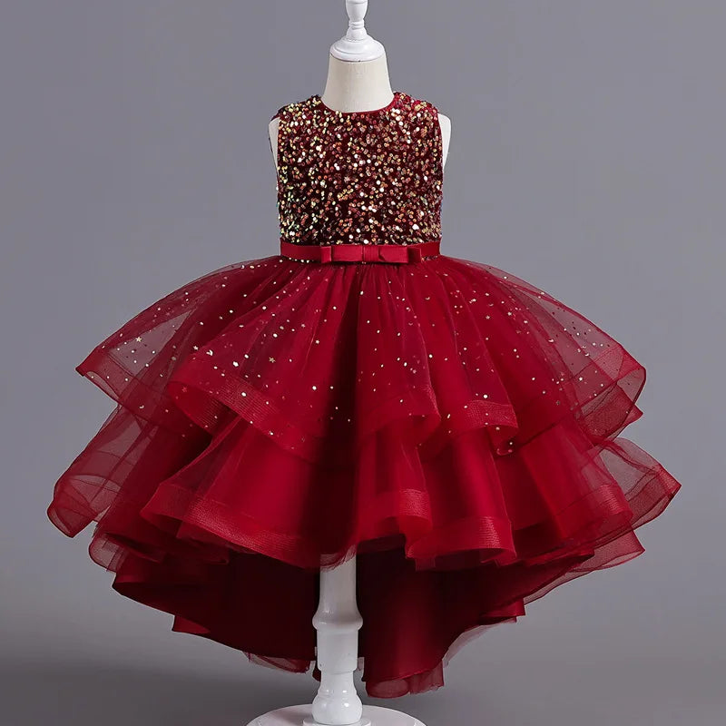 Sleeveless Ball Gown with Train Pageant and Recital Dress