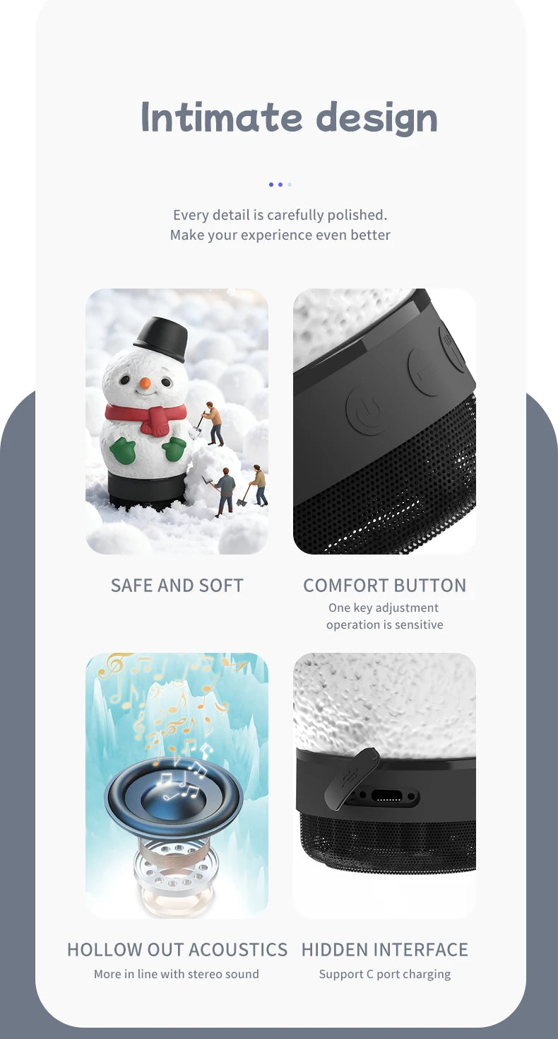 Outdoor Home Restaurant Snowman Atmosphere Night Light Christmas Decoration with Bluetooth V5.3 Speaker