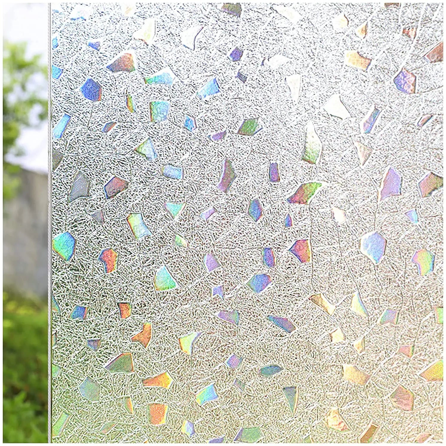 Wide 75/90 cm 3D Vinyl Window Privacy Film, Heat Insulation Rainbow Window Films, UV Protection Decorative Glass Stickers