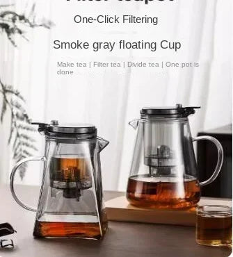High Borosilicate Glass Tea Pot with One Touch Tea Separation Filter 1000ml