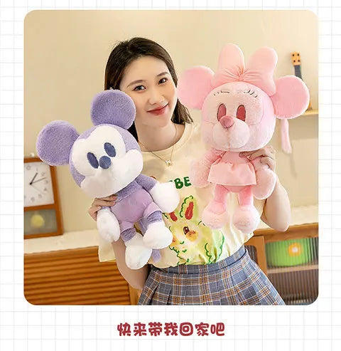 Kawaii Mickey Minnie Plush Toy Couple Doll Stuffed Dolls Animal Kids Birthday Gift for Girls Soft Cuddly Pillow Pal Wholesale