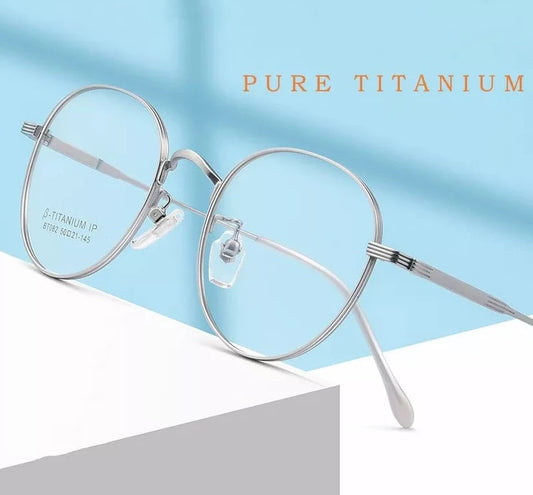 Ultra-light High Quality Pure Titanium Eyewear Men Retro Round Decorative Optical Prescription Glasses Frame Women