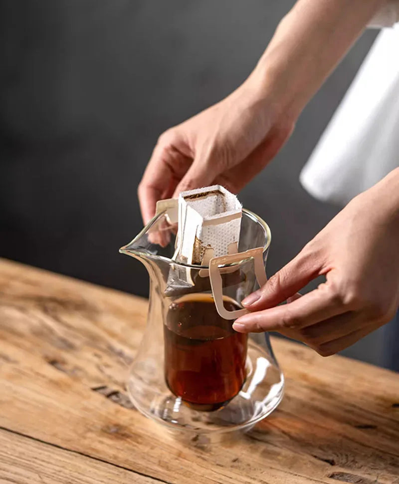 300ml Double-layer Glass Coffee Sharing Pot Transparent Hanging Ear Espresso Coffee Cup Heat Insulation Cold Coffee Sharing Tool