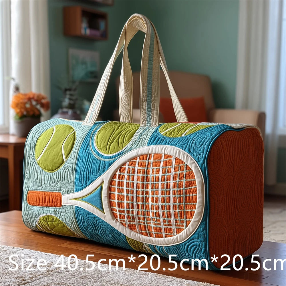 Tennis Racket 3D Printed Quilted Duffel Bag Large Capacity Sports Travel Gym Bag Fashion Weekender Overnight Bag for Men Women