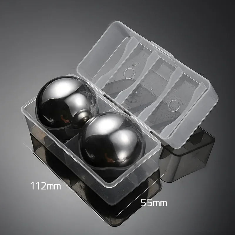 2pcs Large Whiskey Stones Round Stainless Steel Ice Ball Reusable Drink Cooler for Beer Wine Coffee Food Grade Bar Accessories