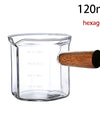 50/75/100/140ml Wood Handle Glass Espresso Measuring Cup Single Mouth Milk Jug Coffee Supplies Clear Kitchen Measure Mug