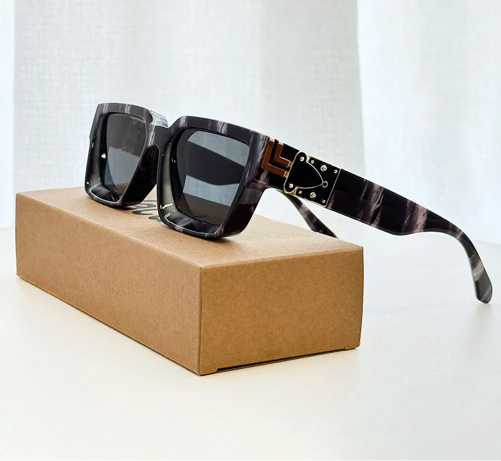 Retro Square Frame Sunglasses With UV400 Protection