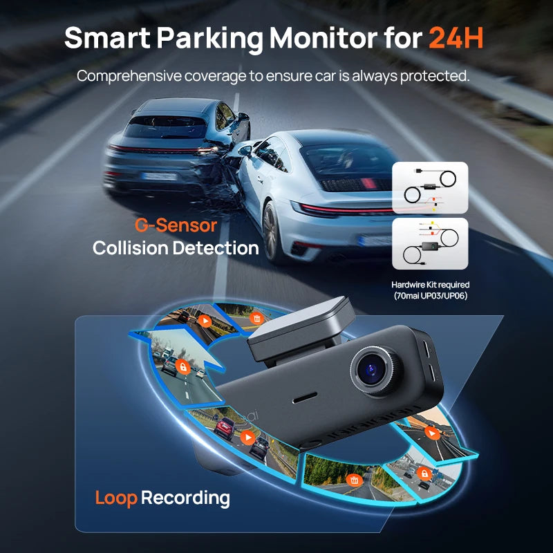 T800E 3‑Channel Dash Cam 4K Front + 1080P Rear & Interior Car DVR – HDR, GPS, WiFi 6, Voice Control, Supercapacitor