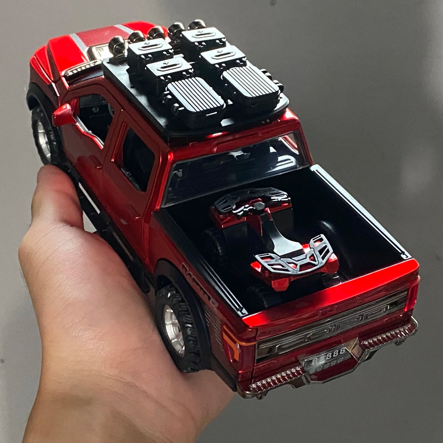 1:24 F150 Off Road Pickup Truck Alloy Diecast Metal Model Sound & Light Pull Back Toy Trendy Display Birthday Present For Friend