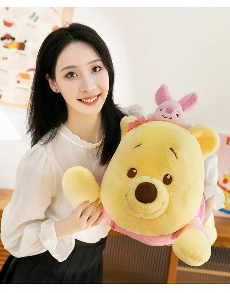 80cm New Cherry Blossom Series Kawaii Stitch Plush Toy Stuffed Doll Cute Winnie Dumbo Sitting Figure Kids Birthday Xmas Gift