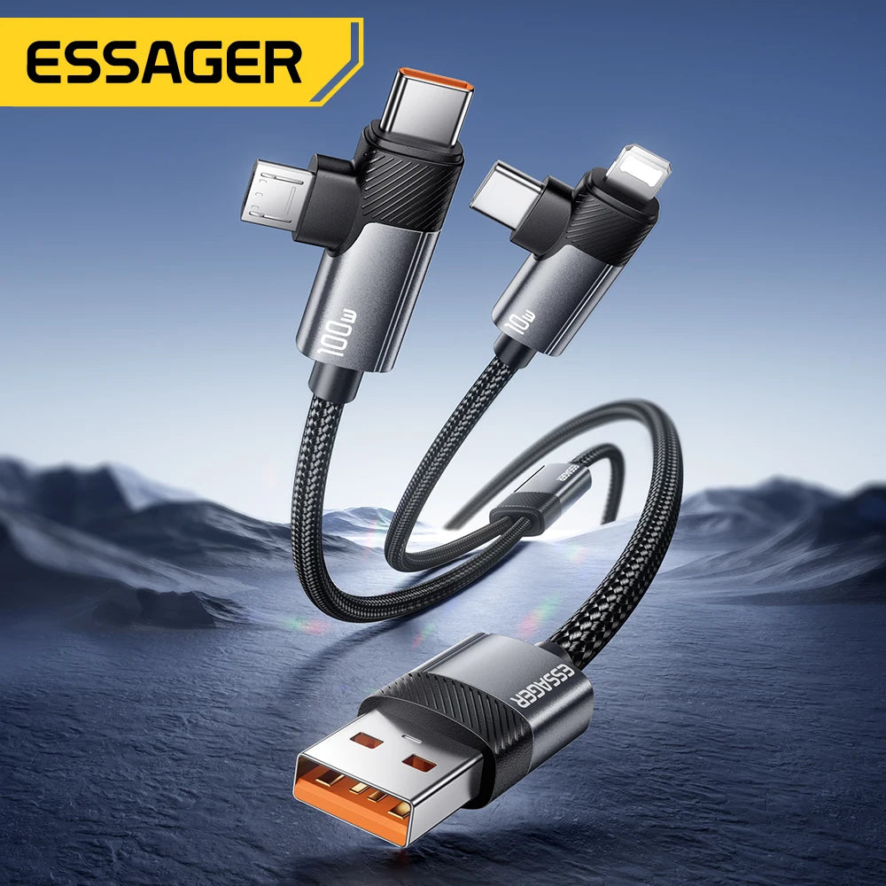 2-in-1 100W Fast Charging Multi Cable (Type-C / Micro / Lightning)