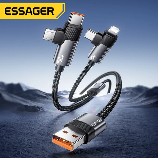 2-in-1 100W Fast Charging Multi Cable (Type-C / Micro / Lightning)