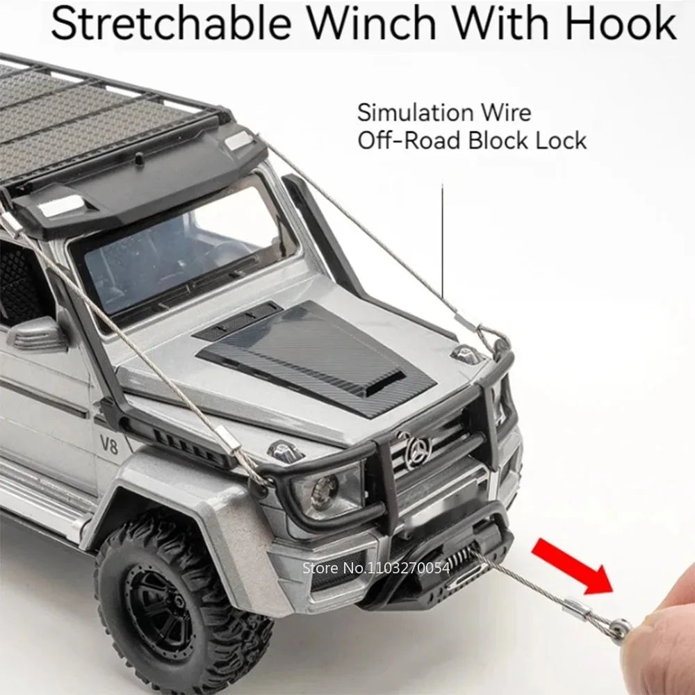 1:24 G63 G550 Diecast Alloy Miniature Model Toys Cars Sound Light Pull Back Doors Opened Off-road Vehicles Boys Birthday Present