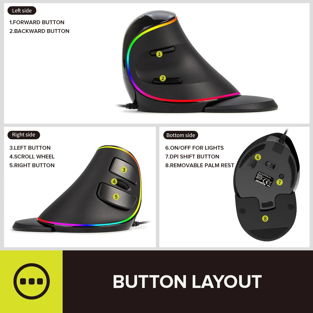 M618 Plus Vertical Ergonomic Mouse – 4000 DPI 6 Buttons