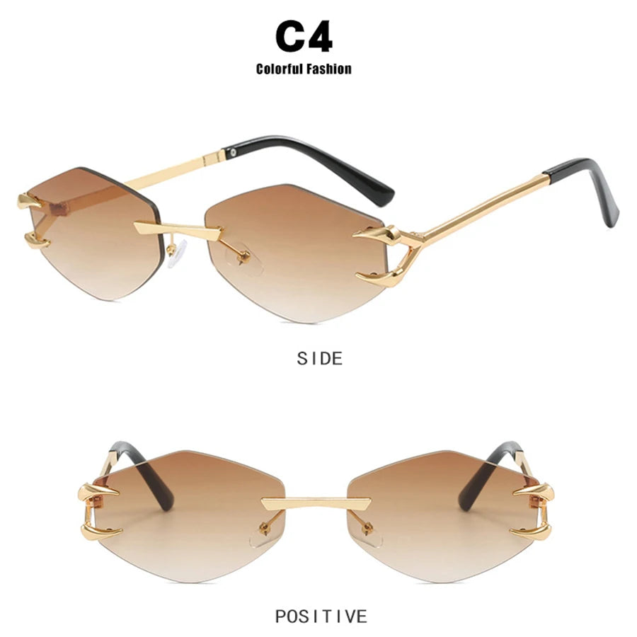 Sunglasses Personalized Frameless Glasses Polygonal Sun Glasses Casual Hip-Hop Trendy Outdoors Eyeglasses Men UV400