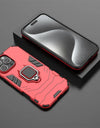 For iPhone 16 Pro Max Case For iPhone 16 Pro Max Cover Armor Silicone PC Finger Ring Stand Phone Shockproof Protector Case