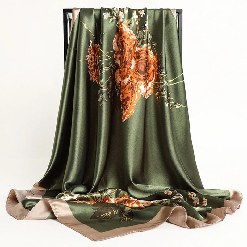 Square Women Scarves Silk Office Ladies Hair Neck Bandanna Headband Foulard Headcloth Muslim Headscarf Female muffler