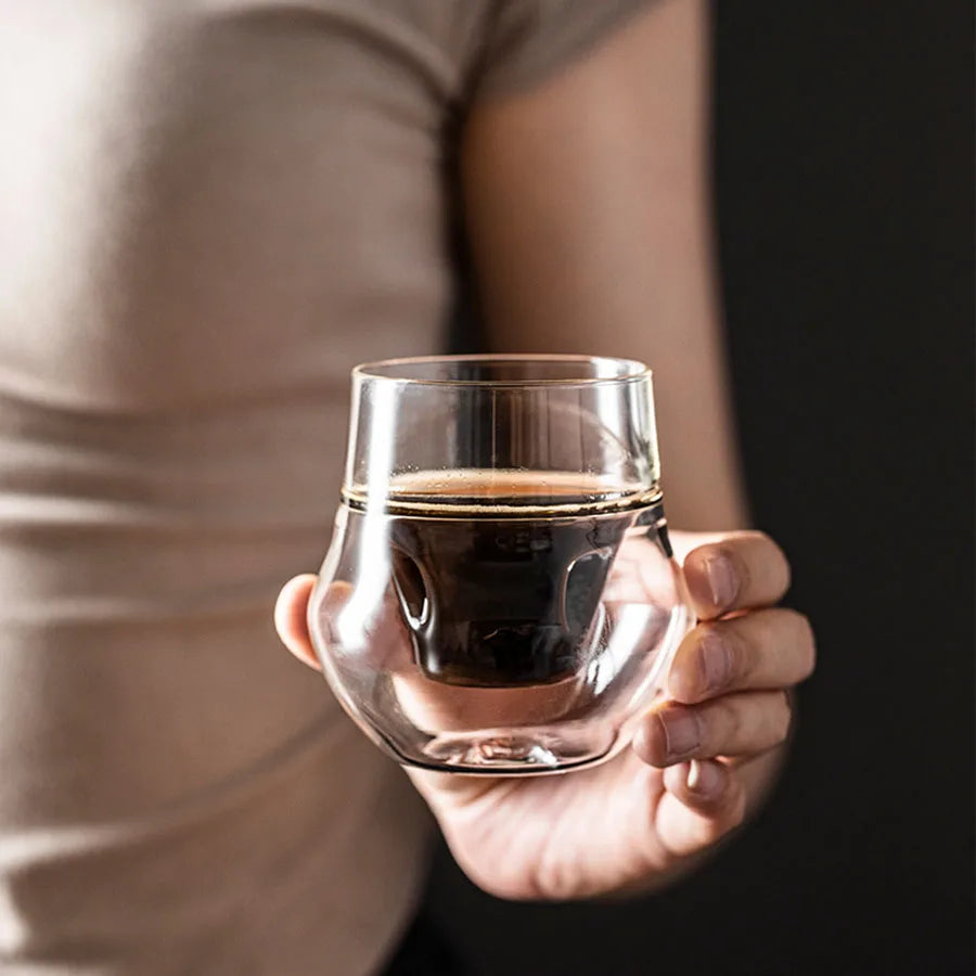 120/130ml Double-layer Glass Cup Hanging Ear Espresso Coffee Cup Anti-scalding Milk Party Brandy Wine Teacup Clear Mug