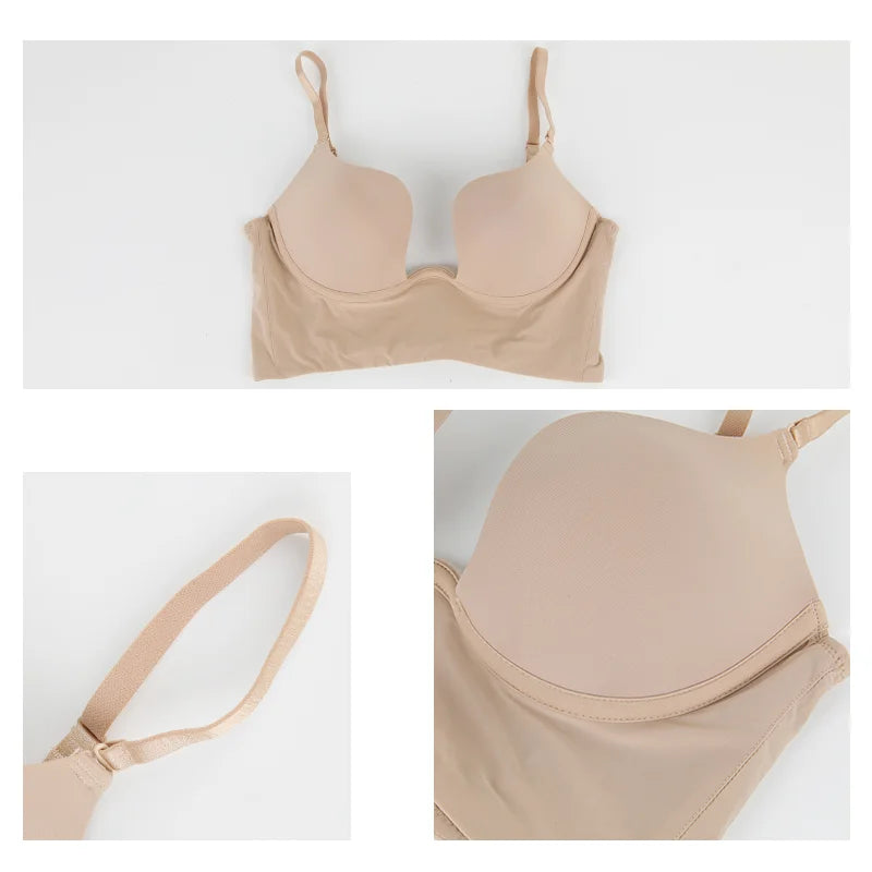 Deep V-Neck Backless Bodysuit Shapewear – Push Up Thong Body Shaper