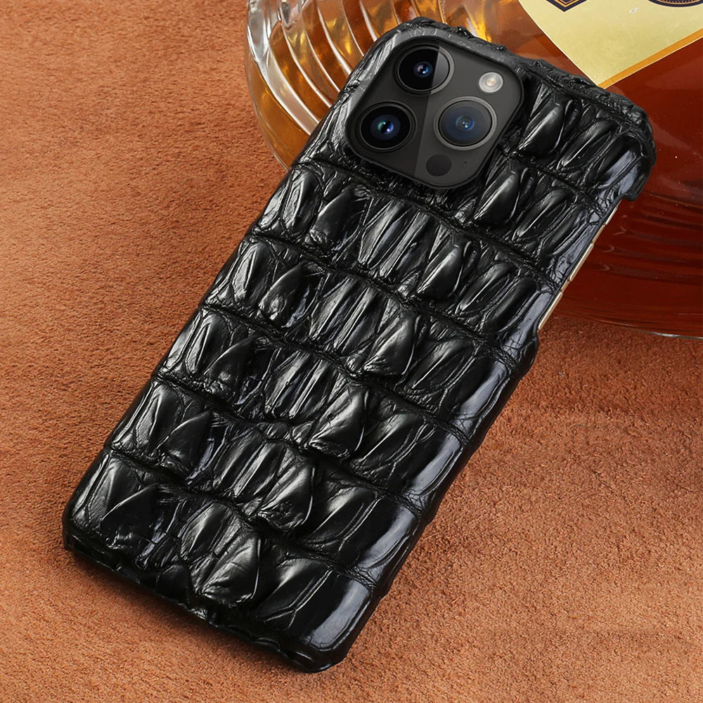 100% Genuine Crocodile Leather Phone Case For iPhone 16 15 14 Pro Max 15Pro 16 Plus Luxury Shockproof Back Cover