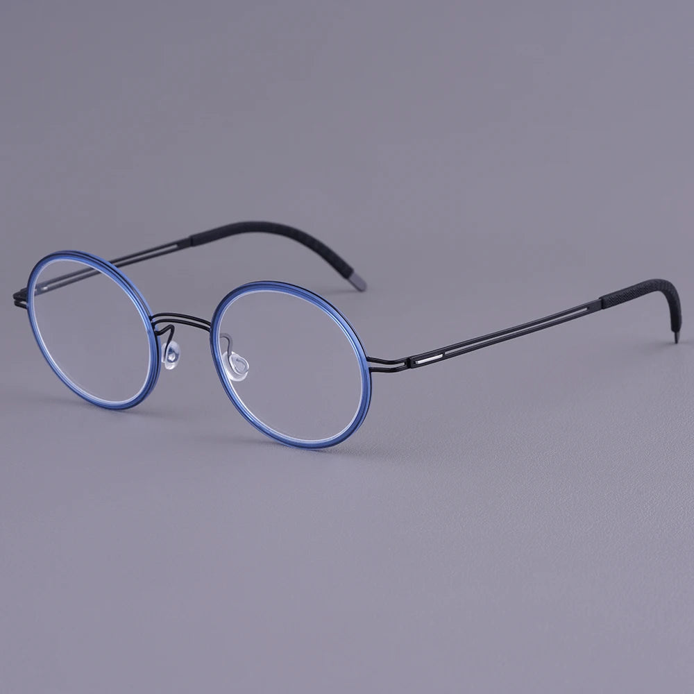 Vintage Round Screwless Titanium Eyeglasses Frame