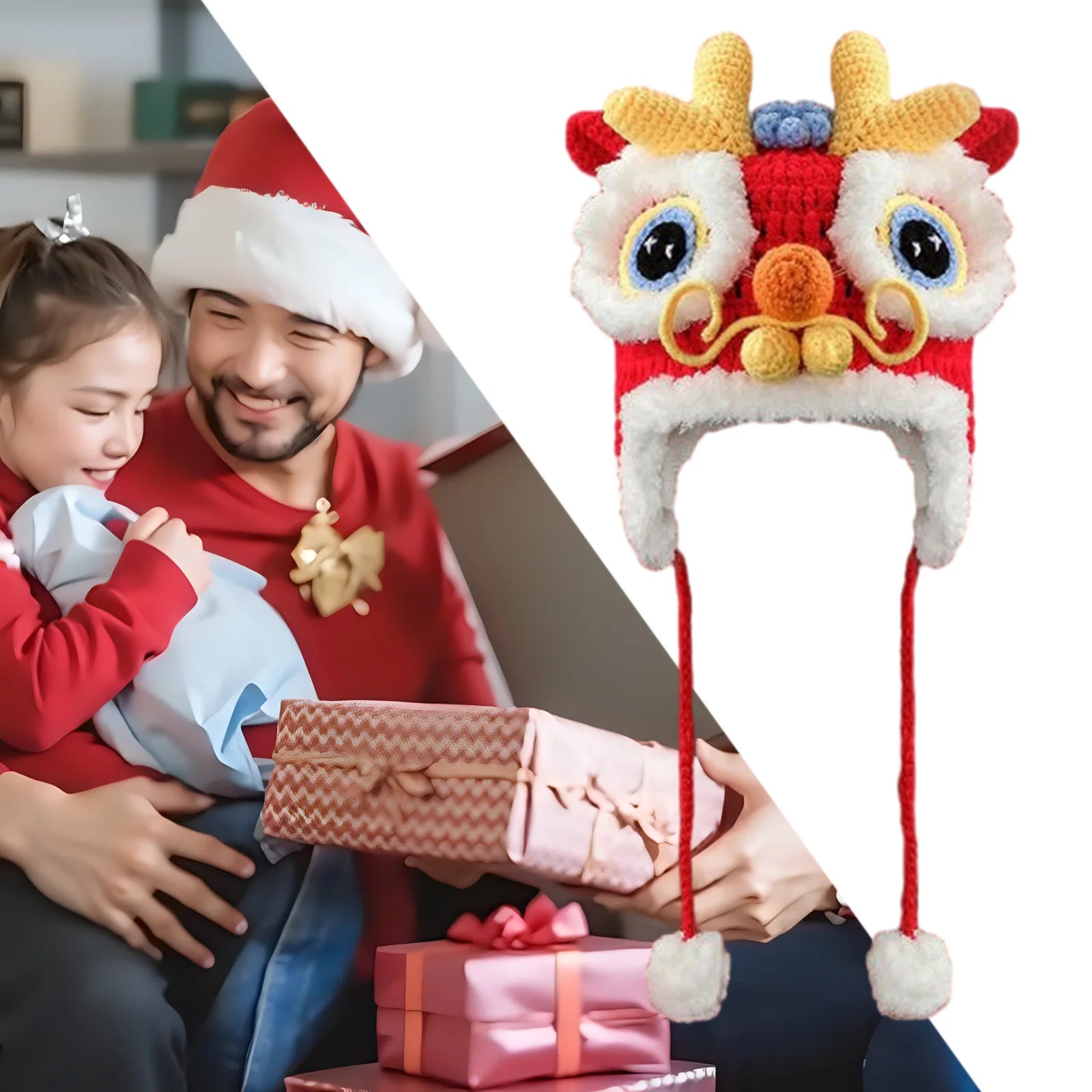 Chinese Dragon Hat Comfortable Costume Decoration Headdress Animal Hat for New Year Birthday Fancy Dress Performance Halloween