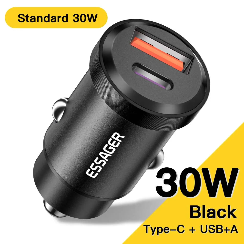 30W / 45W USB-C + USB-A Fast Car Charger (PD + QC 4.0)