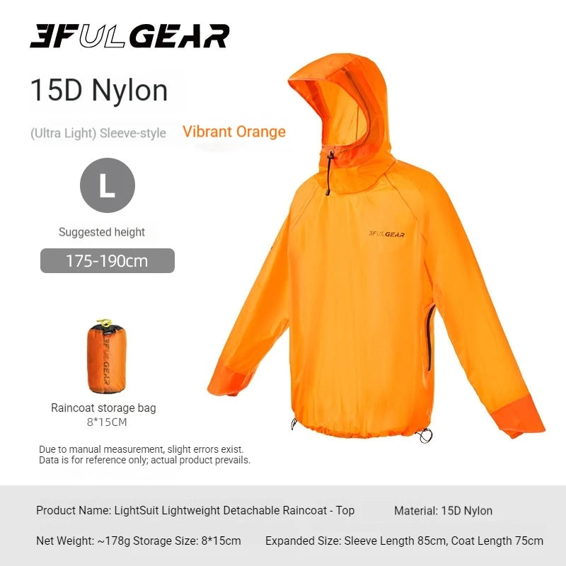 Lightweight Waterproof Hiking Rain Jacket and Pants Set with Hood