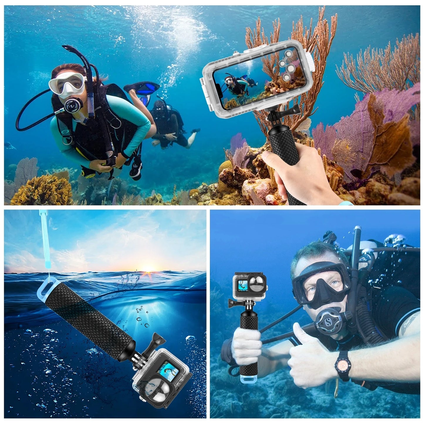 Floating Handle Hand Grip Buoyancy Rods for Smart Phones for Gopro DJI Insta360 Action Cameras