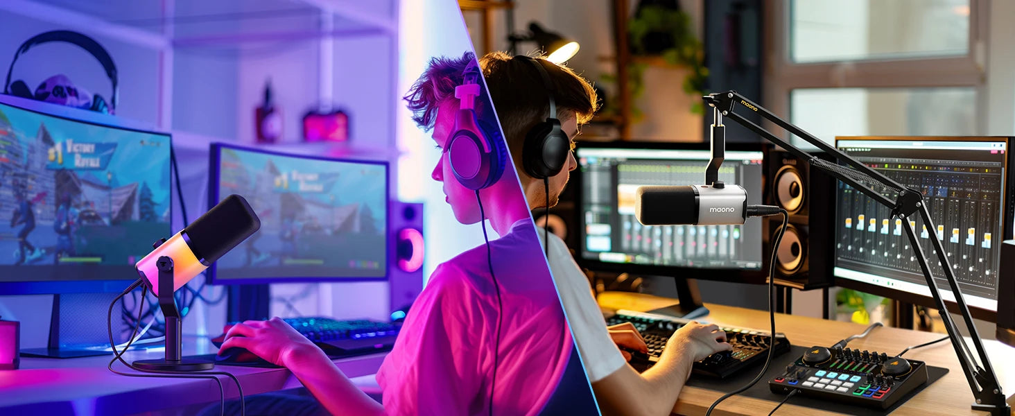 PD100X Gaming MIC,USB/XLR Dynamic Microphone with Noise Reduction, Mute, Headphone Jack, RGB MIC for Gamer Streaming Podcast